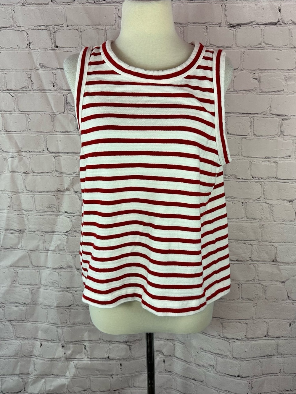 LOFT Red Striped Tank Top petite XLp nautical preppy beach inventive layering